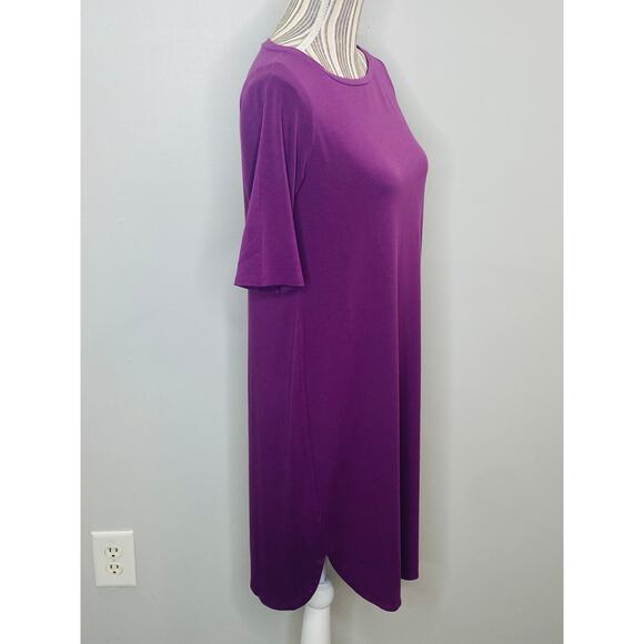 Eileen Fisher Purple Knit Dress Viscose Women XS Short Sleeve Curved Hem Casual - Picture 3 of 11